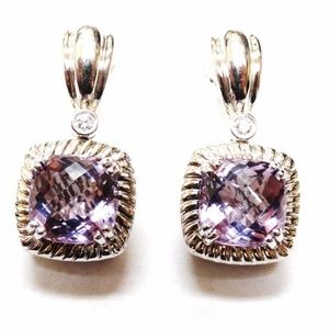CHARLES KRYPELL .925 14K Amethyst Diamond Earrings